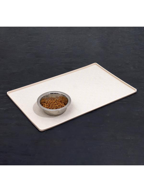 Коврик силиконовый под миску с текстурой, 48 х 30 см, кремовый