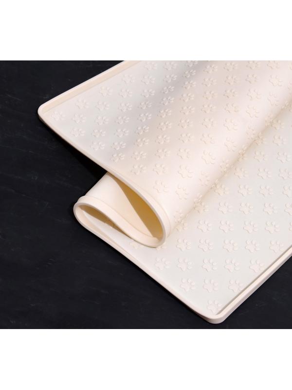 Коврик силиконовый под миску с текстурой, 48 х 30 см, кремовый