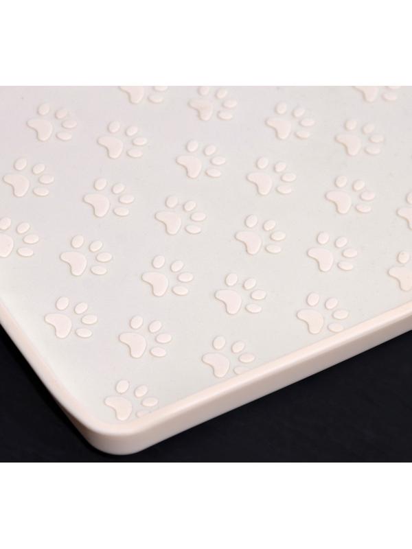 Коврик силиконовый под миску с текстурой, 48 х 30 см, кремовый