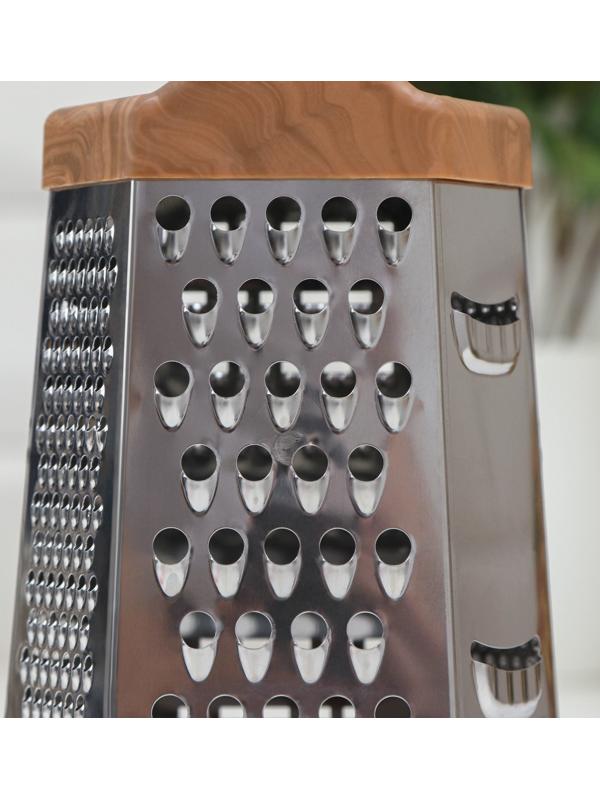 Терка шестигранная Доляна «Деревушка», 12,5×10×20,5 см, цвет коричневый