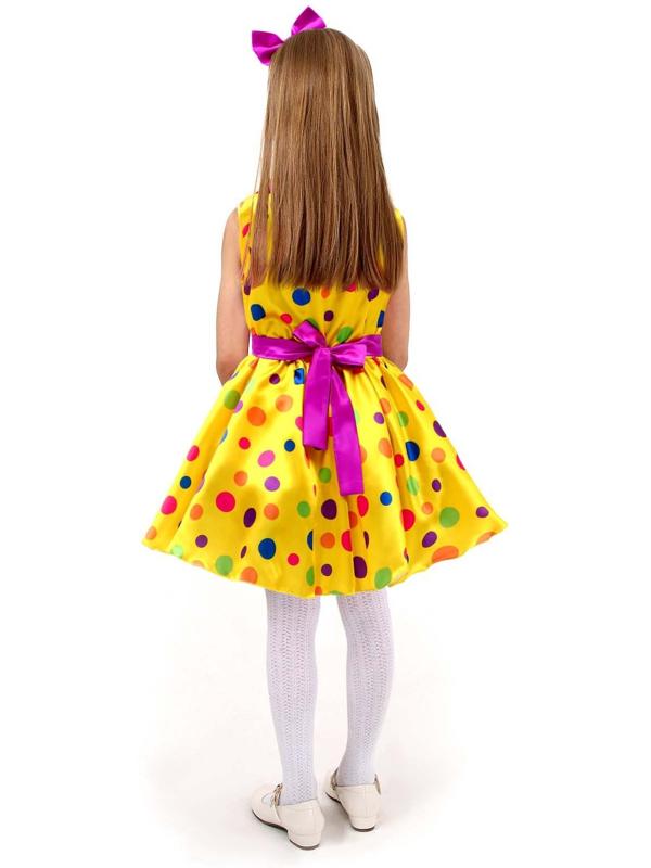 Карнавальный костюм «Стиляги 8», платье жёлтое в крупный горох, повязка, р. 36, рост 140 см