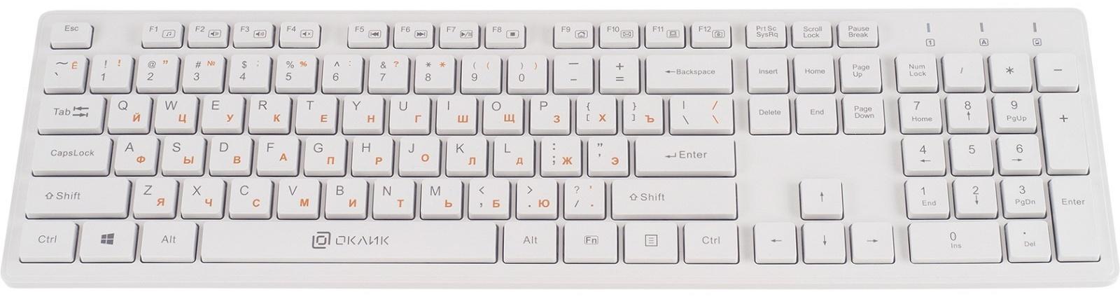 Клавиатура + мышь Оклик 240M клав:белый мышь:белый USB беспроводная slim Multimedia (1091258   10046