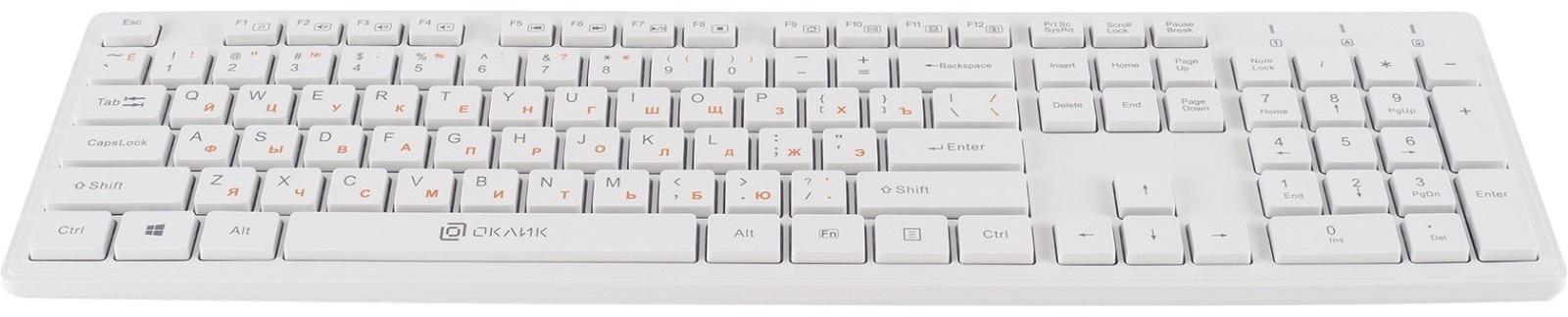 Клавиатура + мышь Оклик 240M клав:белый мышь:белый USB беспроводная slim Multimedia (1091258   10046