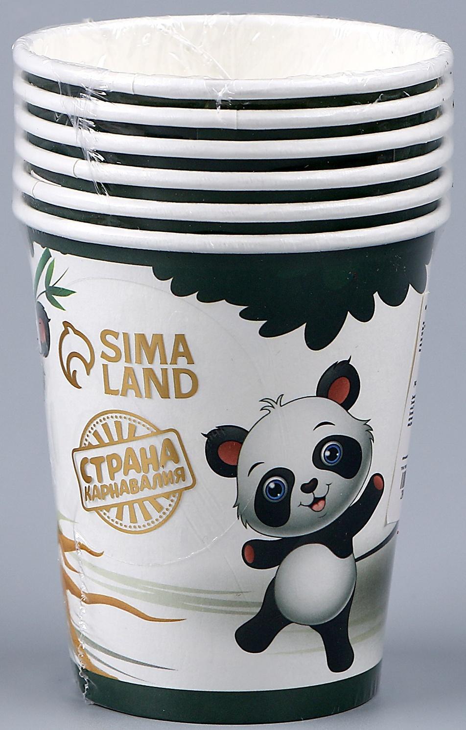 Стакан бумажный «Панда», в наборе 6 шт.