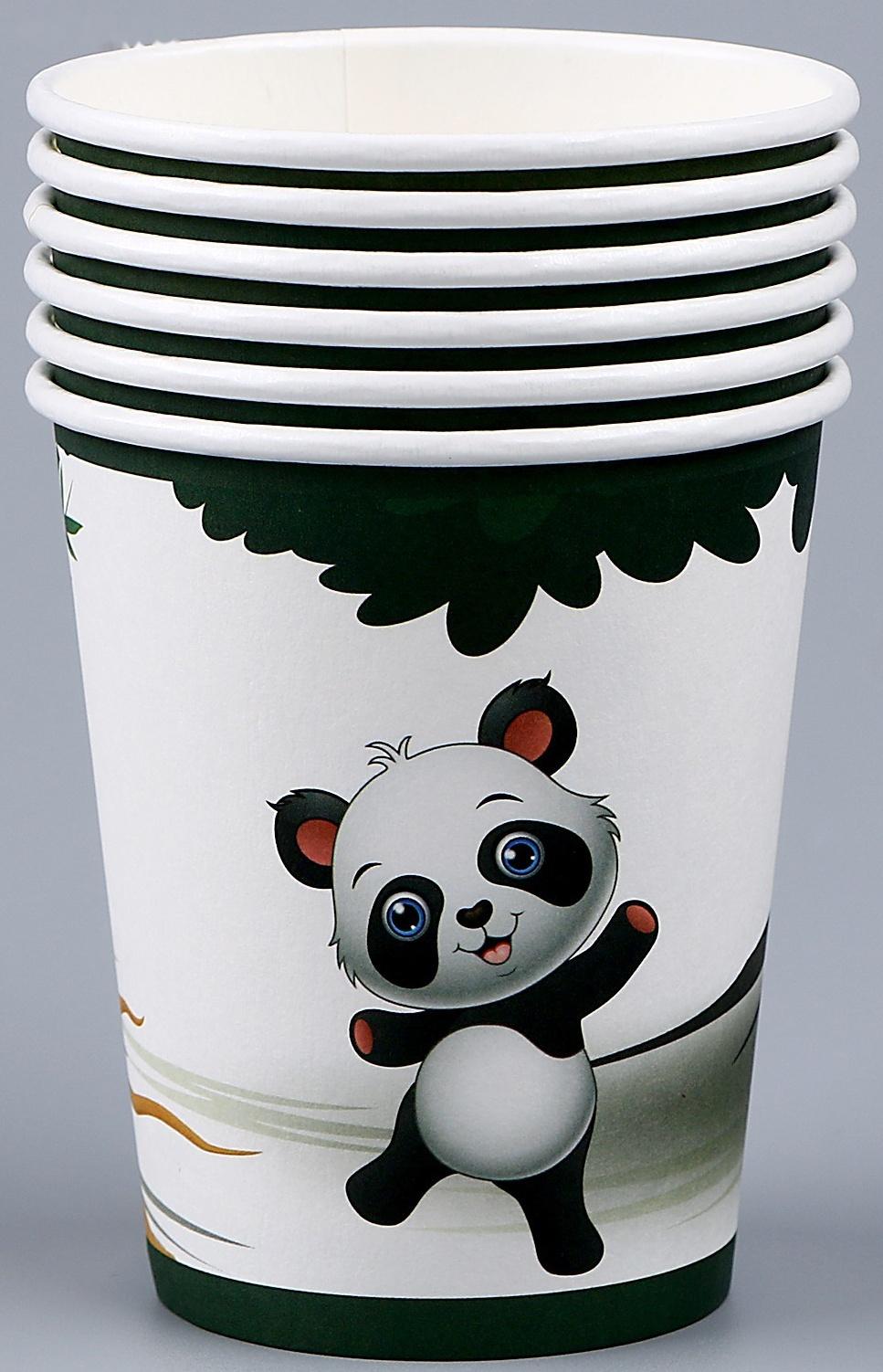Стакан бумажный «Панда», в наборе 6 шт.