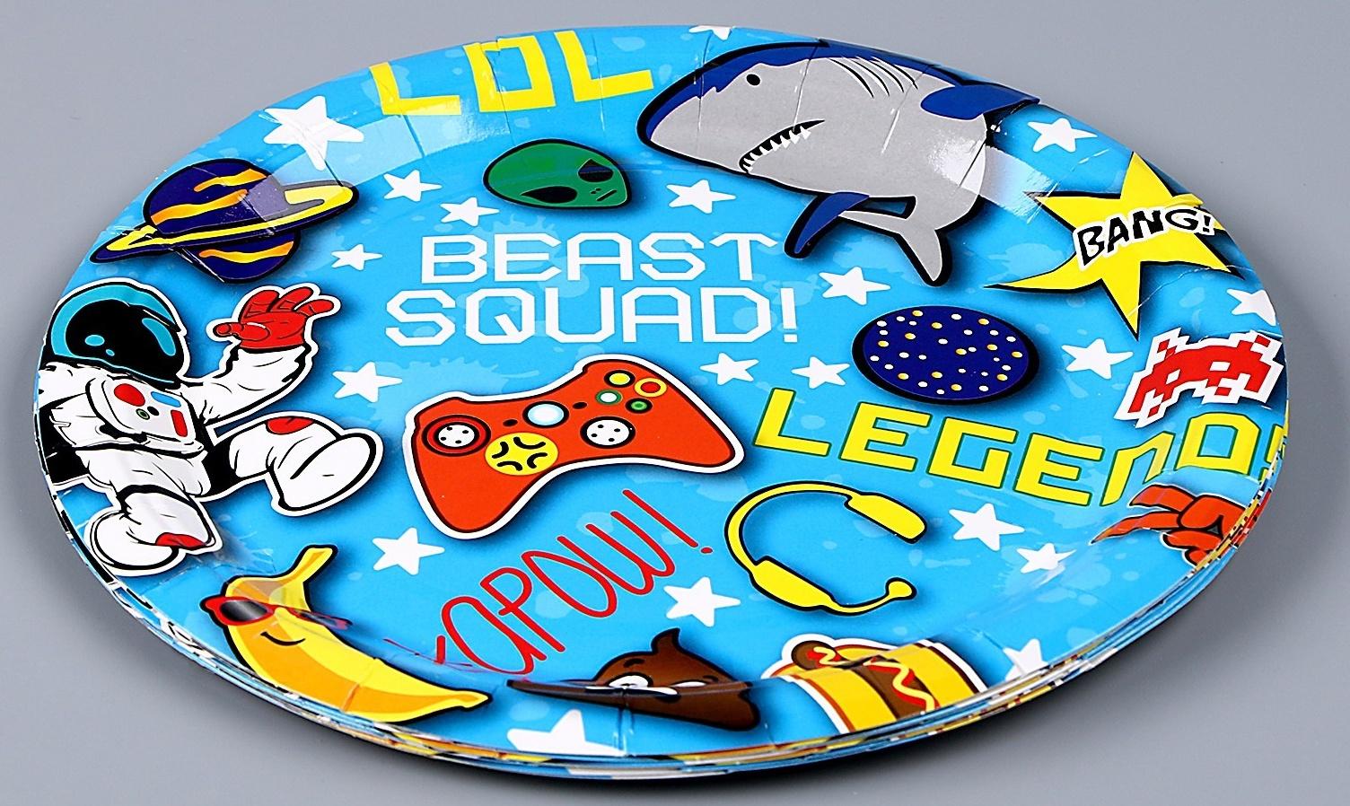 Тарелка бумажная «День рождения», в наборе 6 шт., цвет синий