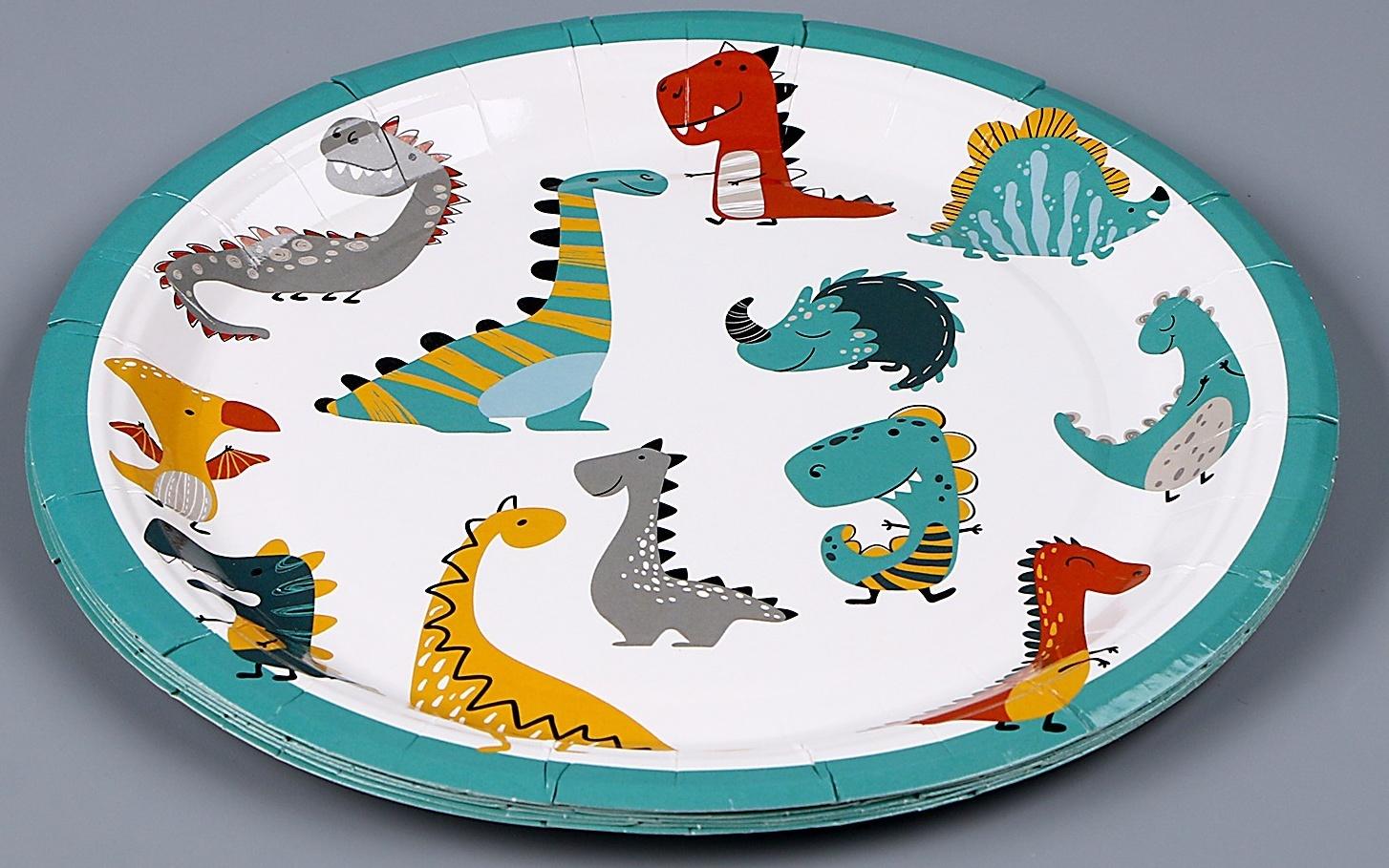Тарелка бумажная «Динозавры», в наборе 6 шт.