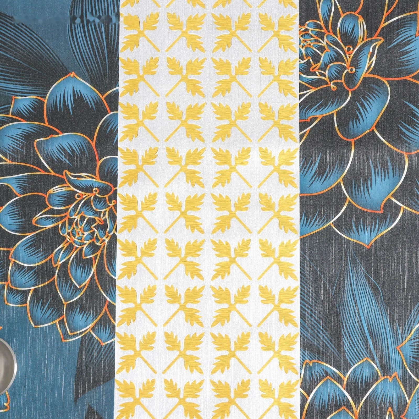 Клеёнка на стол на тканевой основе «В саду», рулон 20 метров, ширина 137 см, толщина 0,2 мм, цвет синий