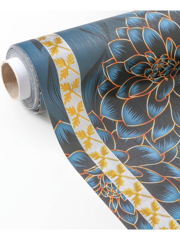 Клеёнка на стол на тканевой основе «В саду», рулон 20 метров, ширина 137 см, толщина 0,2 мм, цвет синий