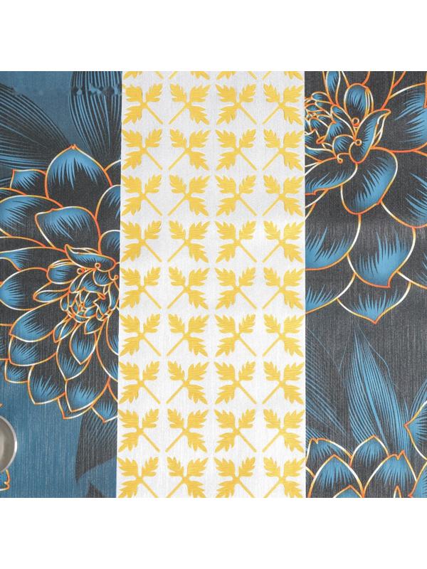 Клеёнка на стол на тканевой основе «В саду», рулон 20 метров, ширина 137 см, толщина 0,2 мм, цвет синий