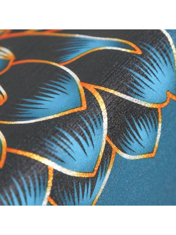 Клеёнка на стол на тканевой основе «В саду», рулон 20 метров, ширина 137 см, толщина 0,2 мм, цвет синий