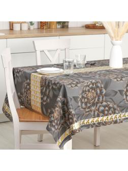 Клеёнка на стол на тканевой основе «В саду», рулон 20 метров, ширина 137 см, толщина 0,2 мм, цвет чёрный