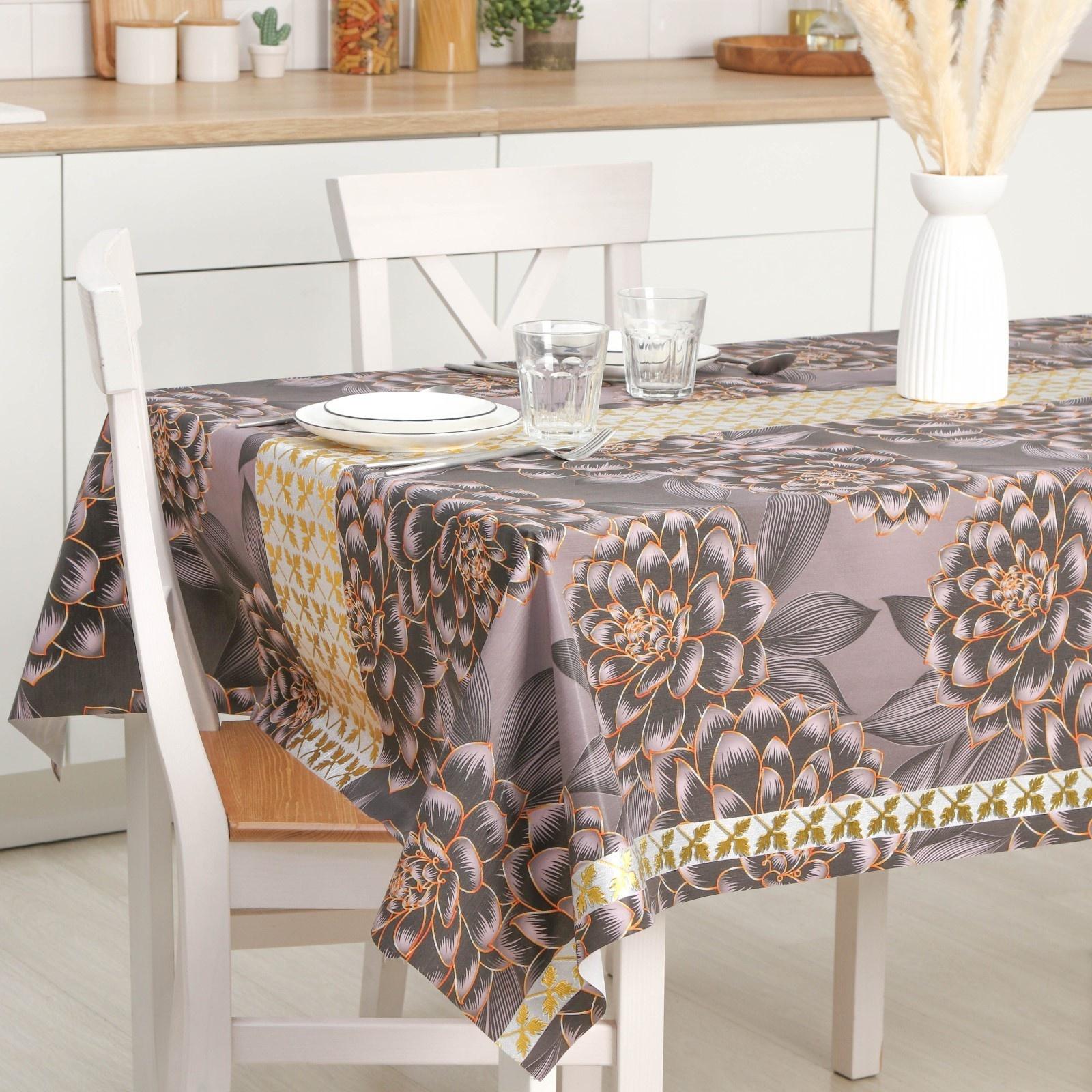 Клеёнка на стол на тканевой основе «В саду», рулон 20 метров, ширина 137 см, толщина 0,2 мм, цвет бордовый