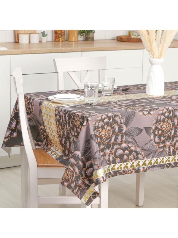 Клеёнка на стол на тканевой основе «В саду», рулон 20 метров, ширина 137 см, толщина 0,2 мм, цвет бордовый