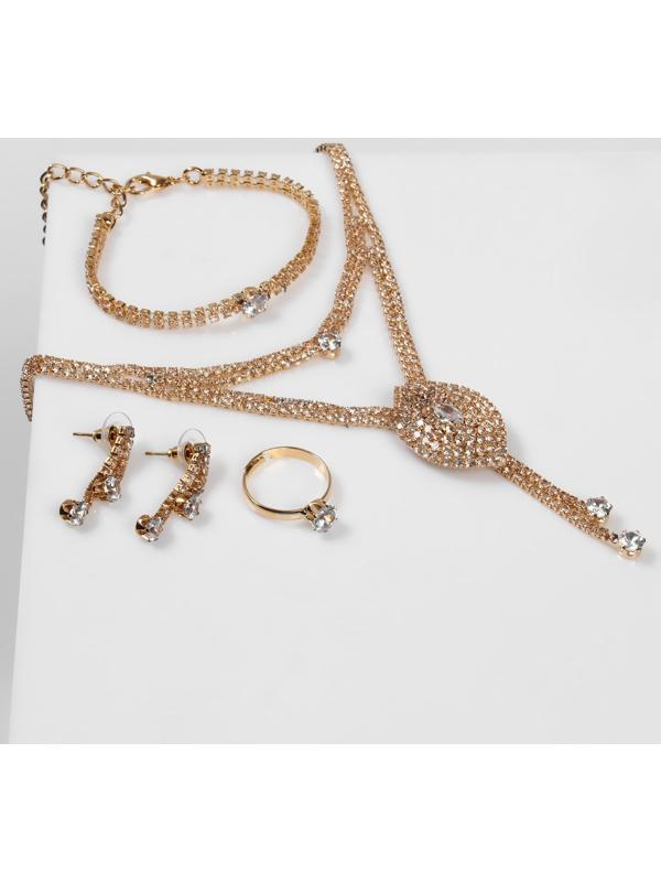 Набор 4 предмета: серьги, колье, браслет, кольцо 