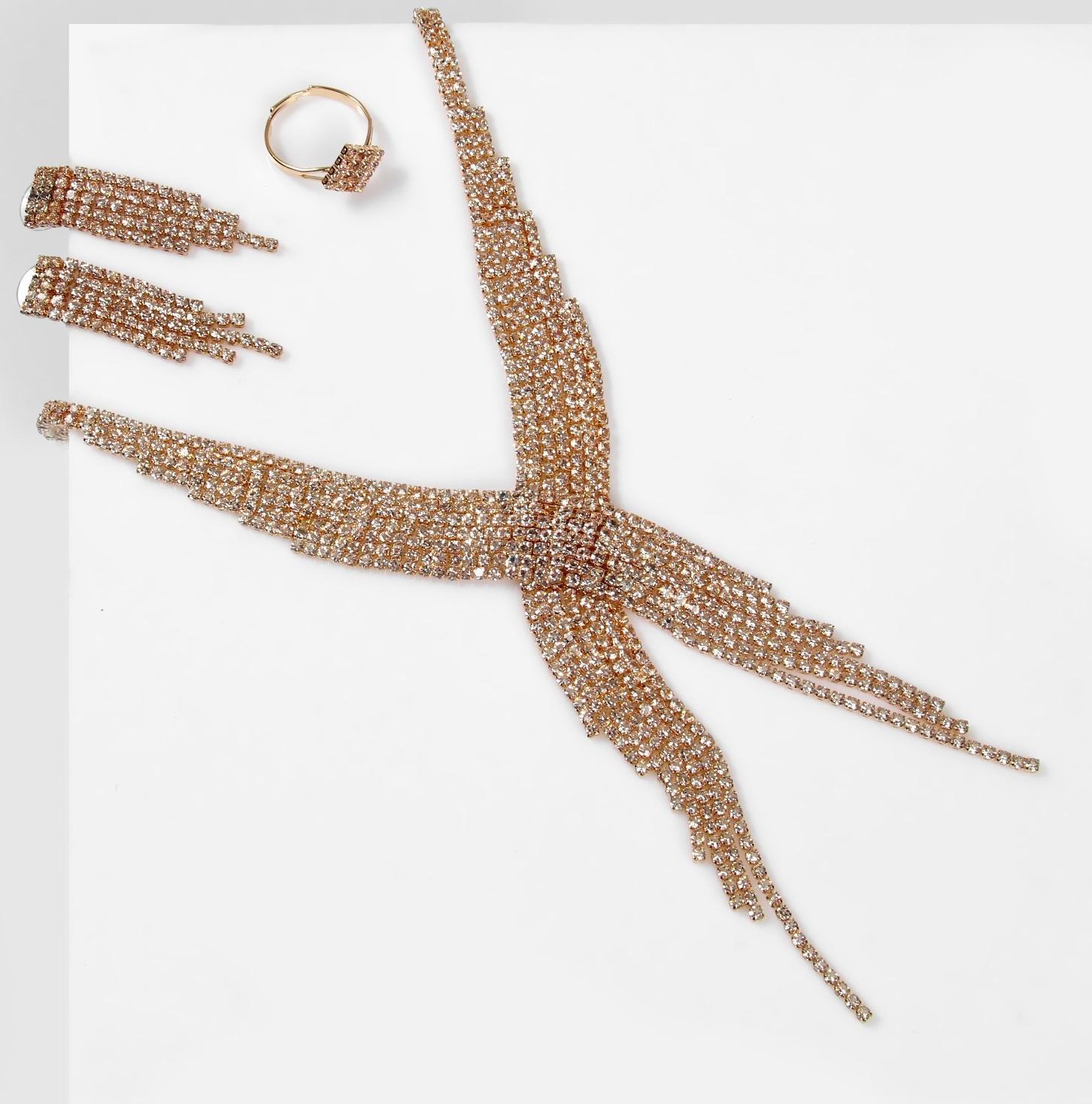 Набор 3 предмета: серьги, колье, кольцо 