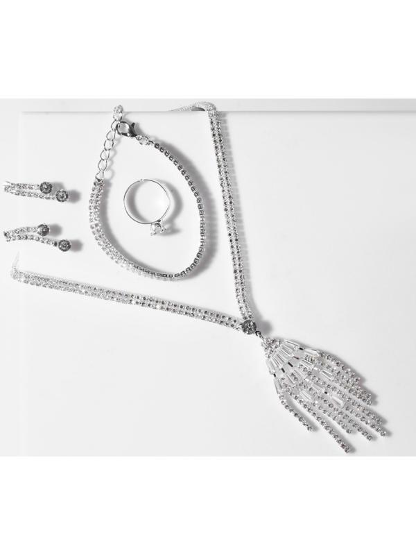 Набор 4 предмета: серьги, колье, браслет, кольцо 