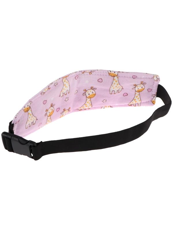 Повязка-фиксатор детская лицевая, для поддержки головы в автокресле, жирафик, розовая