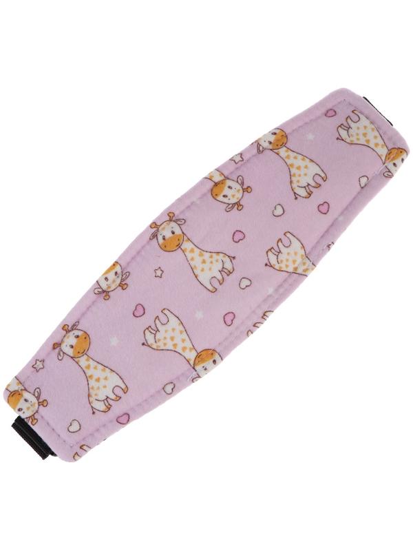 Повязка-фиксатор детская лицевая, для поддержки головы в автокресле, жирафик, розовая