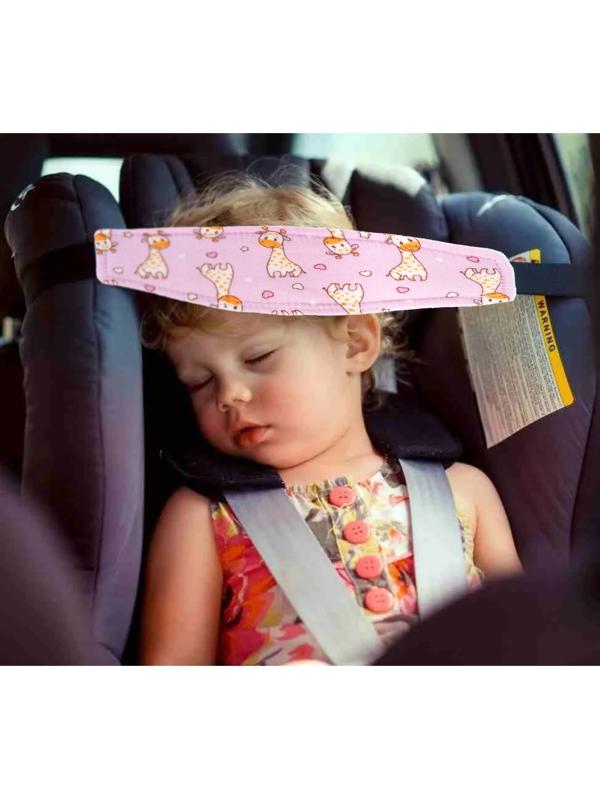 Повязка-фиксатор детская лицевая, для поддержки головы в автокресле, жирафик, розовая