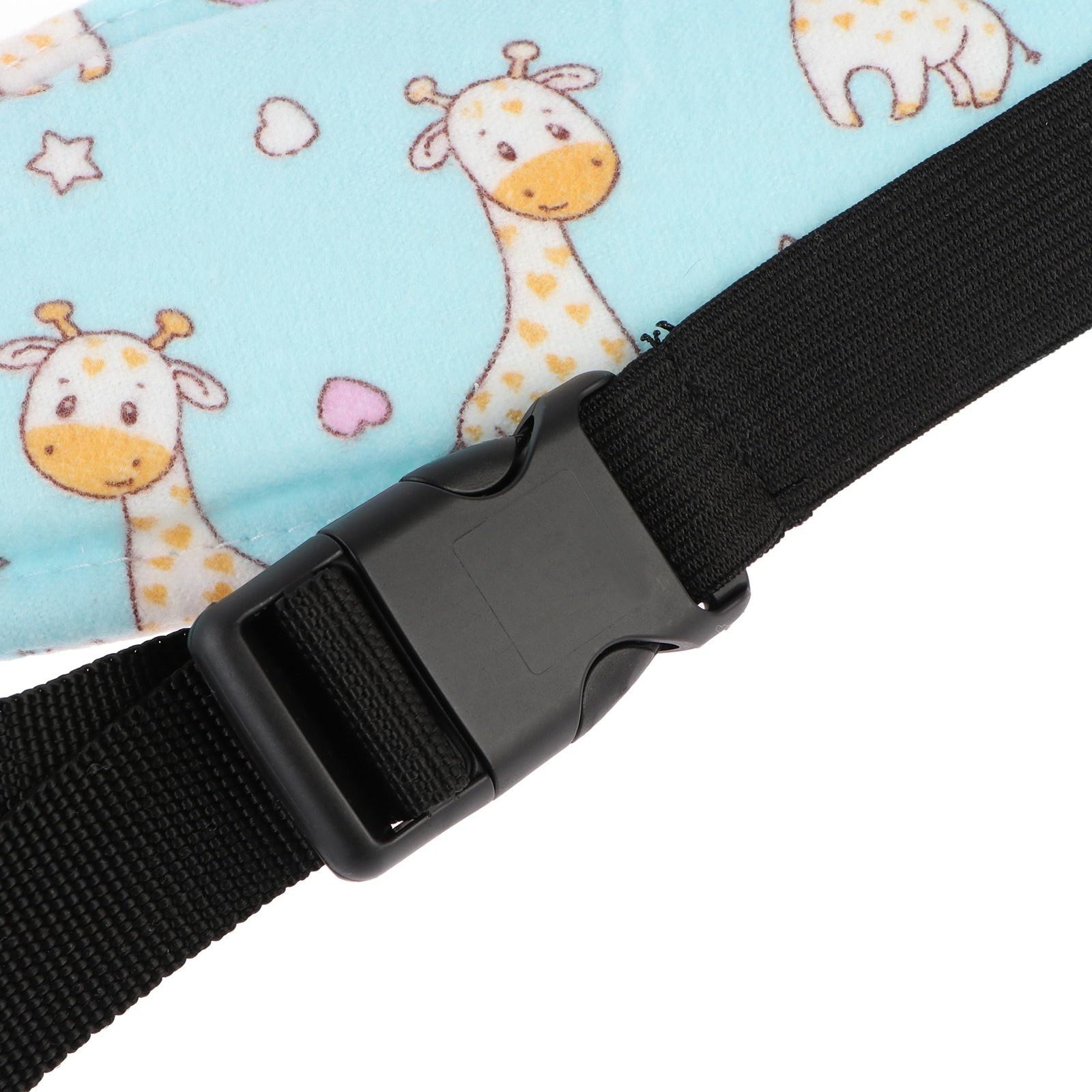 Повязка-фиксатор детская лицевая, для поддержки головы в автокресле, жирафик, синяя