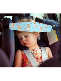 Повязка-фиксатор детская лицевая, для поддержки головы в автокресле, жирафик, синяя