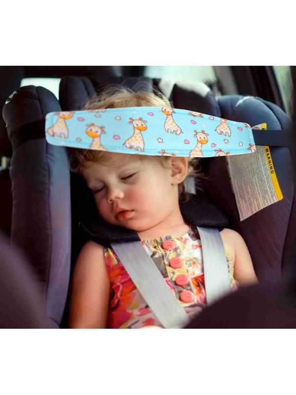 Повязка-фиксатор детская лицевая, для поддержки головы в автокресле, жирафик, синяя