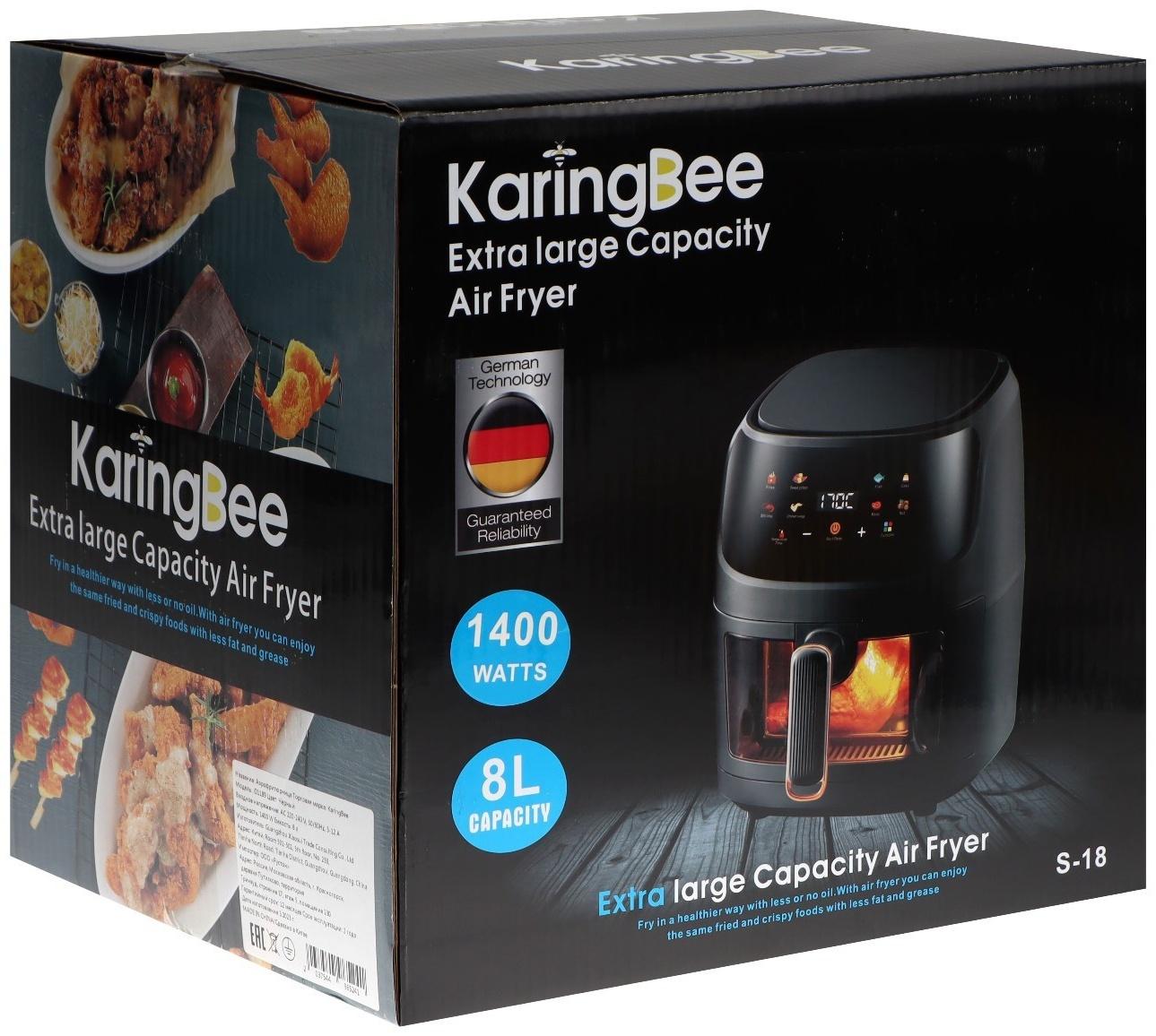 Аэрогриль KaringBee JD1189, 1400 Вт, 8 л, 60-200°C, чёрная