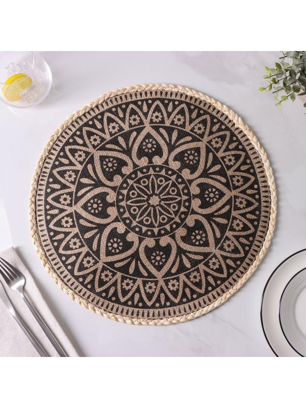 Салфетка сервировочная Доляна «Милли», d=38 см, цвет чёрный