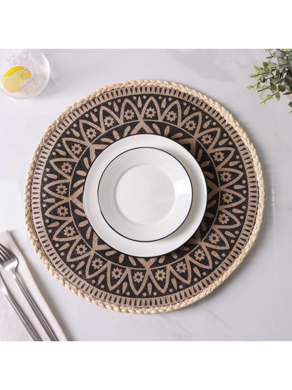 Салфетка сервировочная Доляна «Милли», d=38 см, цвет чёрный