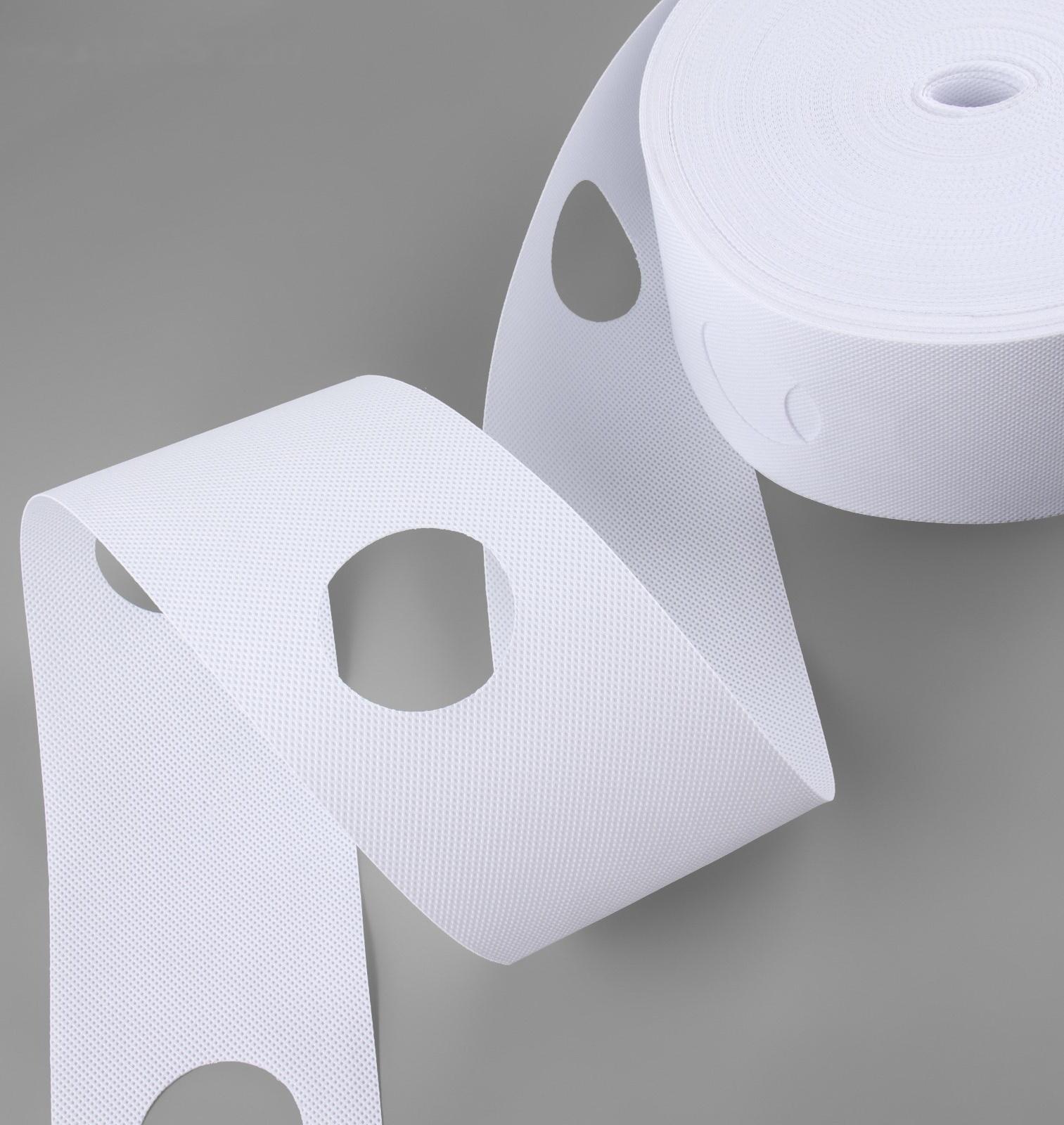 Шторная лента с отверстиями для люверсов, d = 5 см, 10 см, 50 ± 1 м, цвет белый