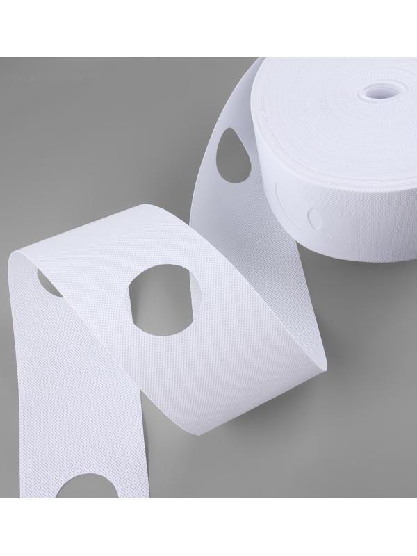 Шторная лента с отверстиями для люверсов, d = 5 см, 10 см, 50 ± 1 м, цвет белый