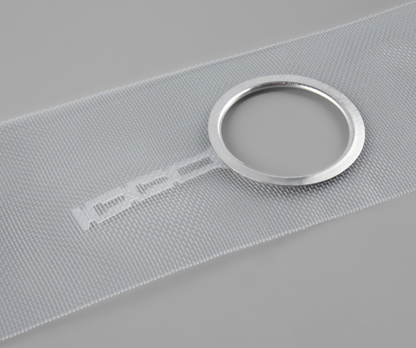 Шторная лента с люверсами, для драпировки, органза, d = 4,2 см, 8,5 см, 50 ± 1 м, цвет прозрачный/белый