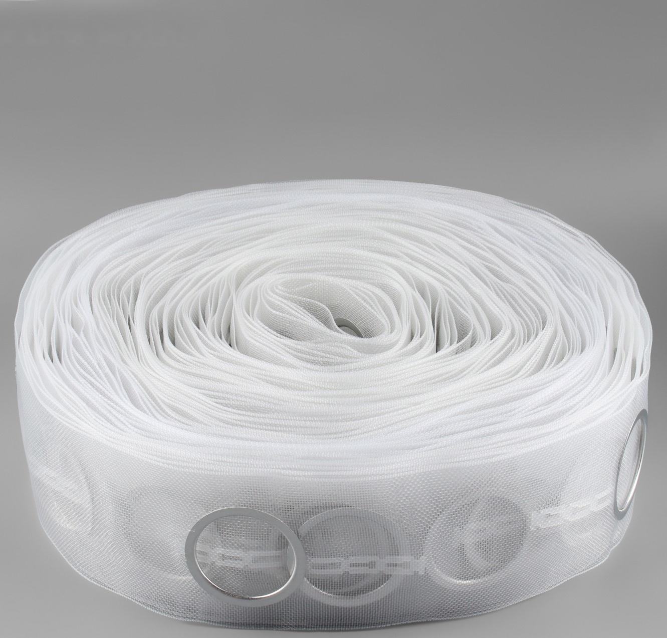 Шторная лента с люверсами, для драпировки, органза, d = 4,2 см, 8,5 см, 50 ± 1 м, цвет прозрачный/белый