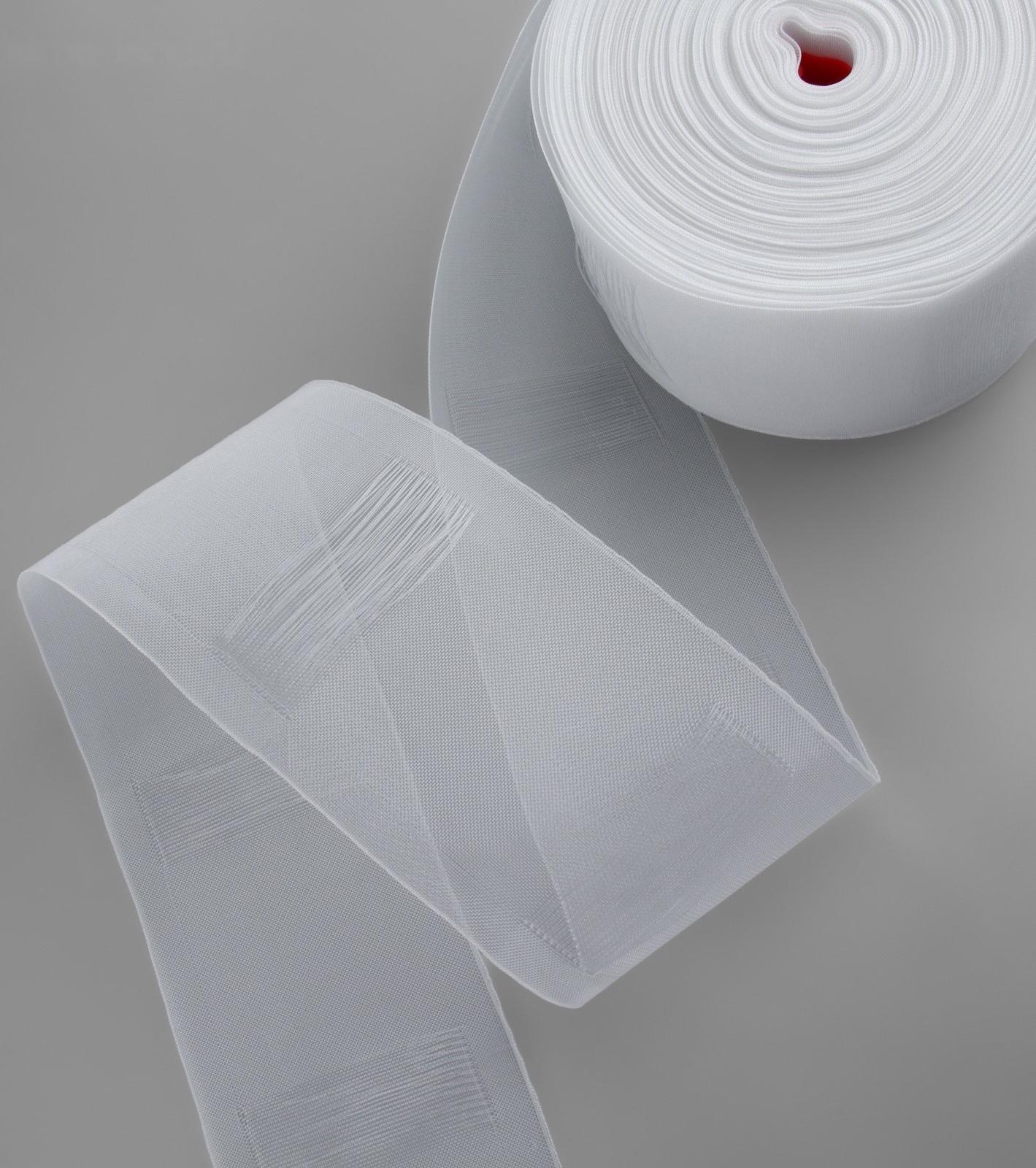 Шторная лента трубная, органза, 10 см, 50 ± 1 м, цвет прозрачный