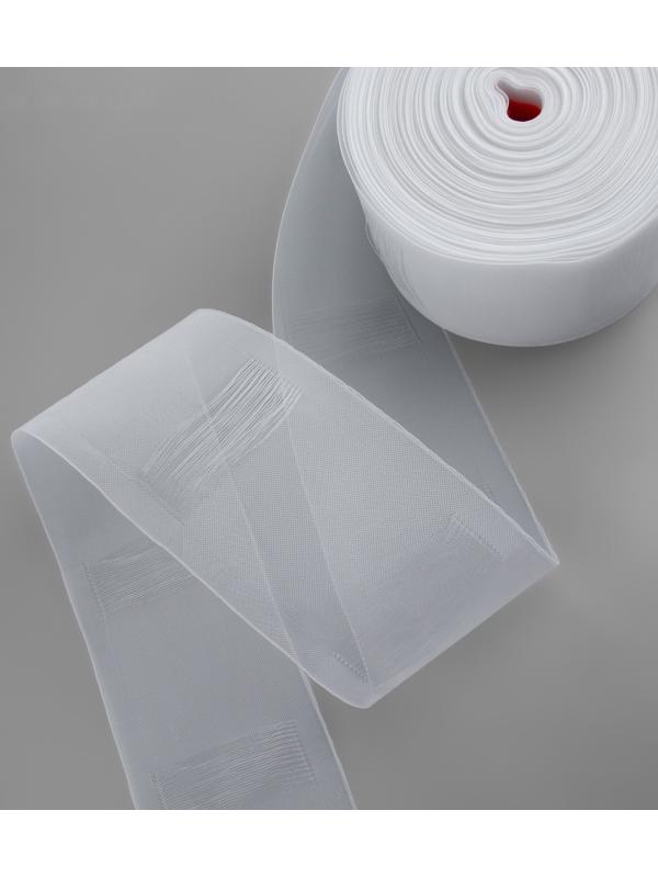 Шторная лента трубная, органза, 10 см, 50 ± 1 м, цвет прозрачный