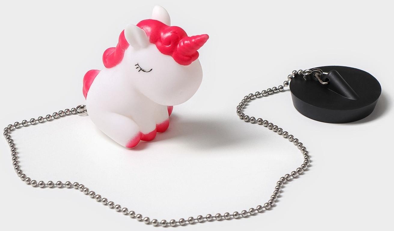 Пробка для ванны с игрушкой Доляна «Единорог», (диаметр верха 4,4 см, низа 3,9 см), цвет белый