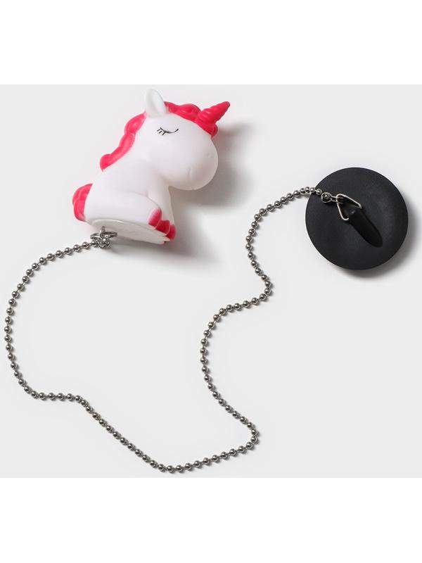 Пробка для ванны с игрушкой Доляна «Единорог», (диаметр верха 4,4 см, низа 3,9 см), цвет белый