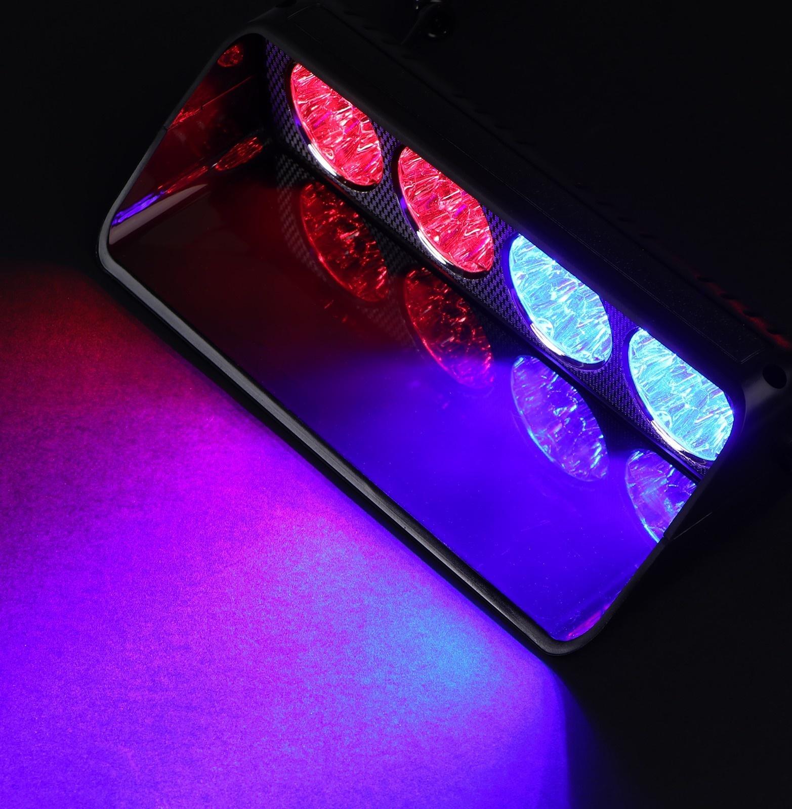 Сигнальный стробоскоп под лобовое стекло 36 LED, 12В, 15 режимов, красно-синий