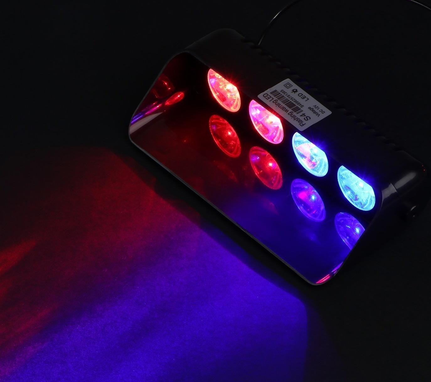 Сигнальный стробоскоп под лобовое стекло, 12В, 15 режимов, красно-синий