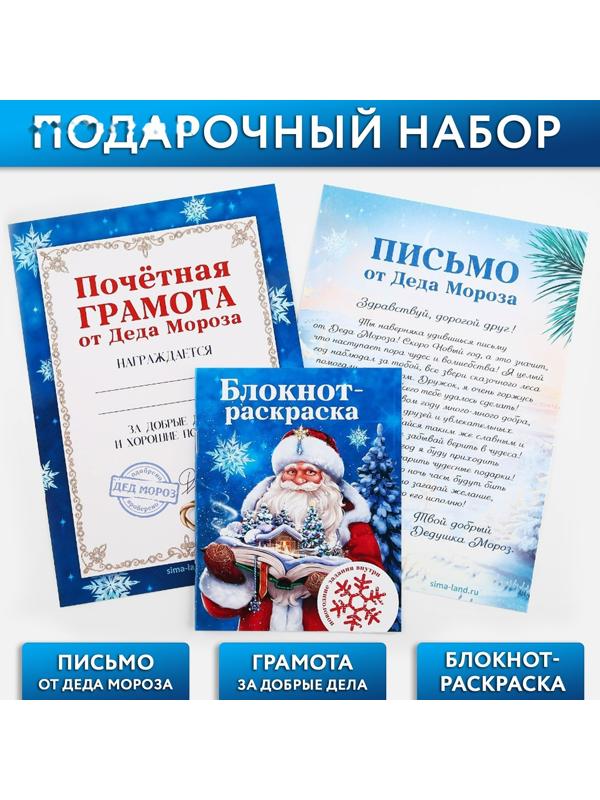 Подарочный набор: блокнот-раскраска, грамота, письмо от Дедушки Мороза «Новогодняя сказка»