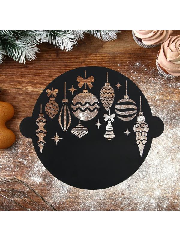Набор круглых трафаретов «Новогодний», 22.4 х 19 см, 6 шт