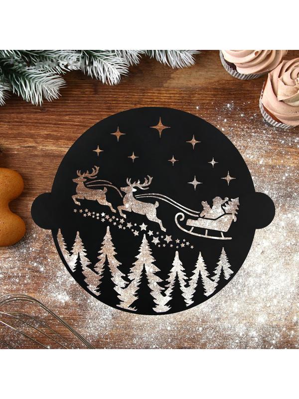 Набор круглых трафаретов «Новогодний», 22.4 х 19 см, 6 шт