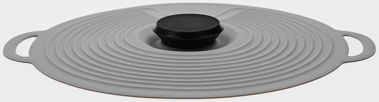 Силиконовая универсальная крышка Доляна, d=27,5 см, цвет серый