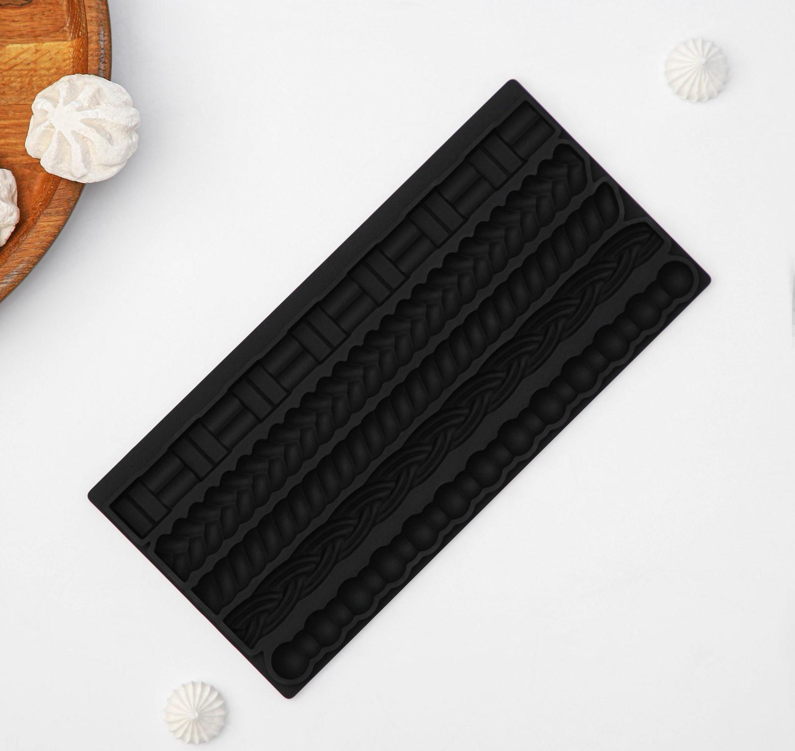 Силиконовый молд Доляна «Узоры», 25,5×12,5×1 см, цвет графит