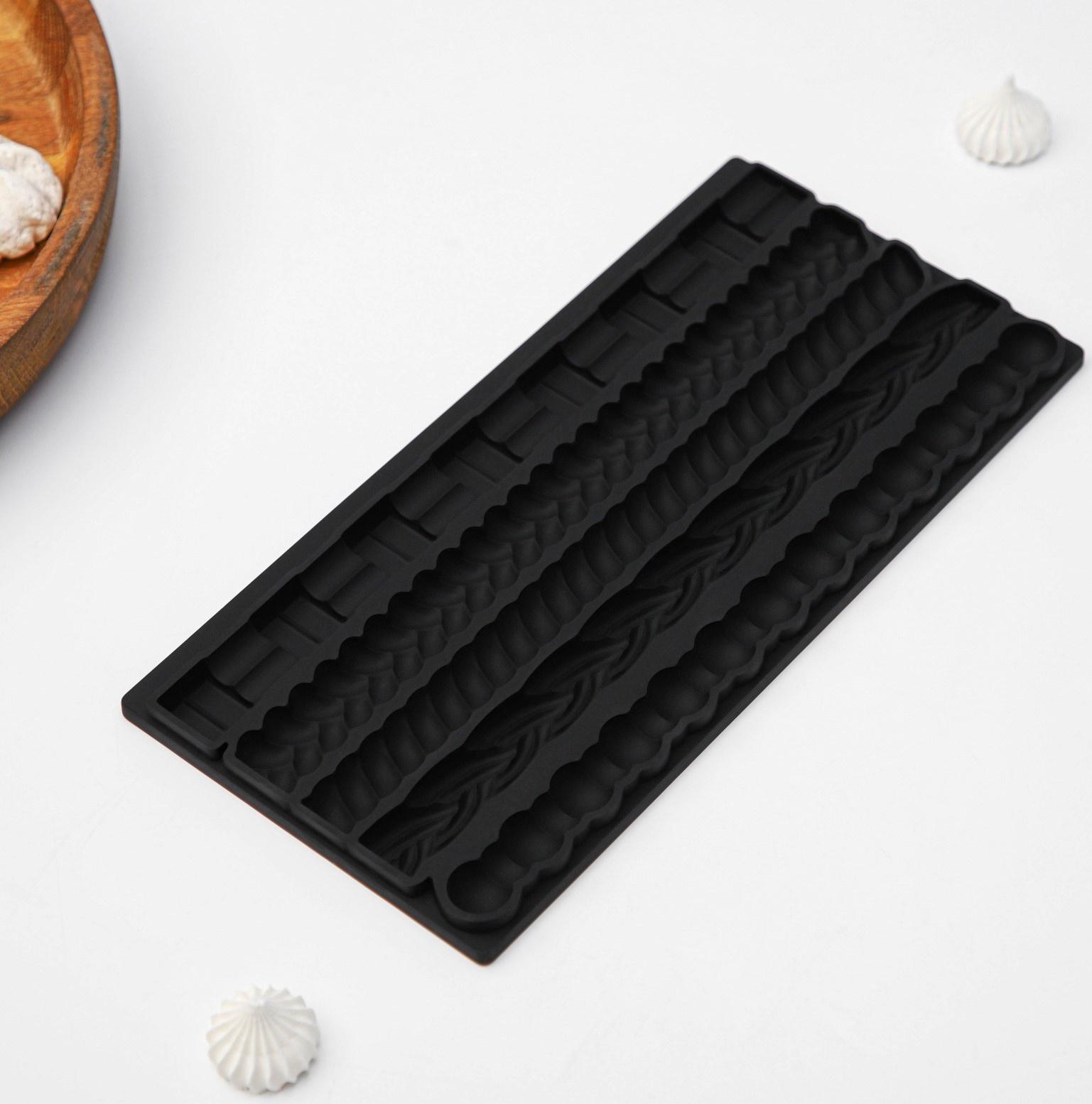 Силиконовый молд Доляна «Узоры», 25,5×12,5×1 см, цвет графит