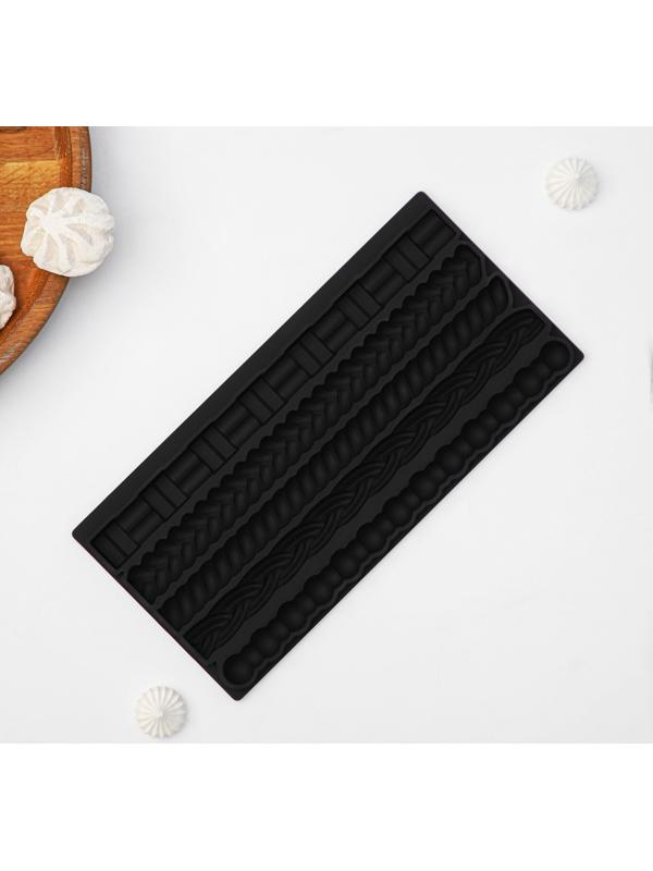 Силиконовый молд Доляна «Узоры», 25,5×12,5×1 см, цвет графит