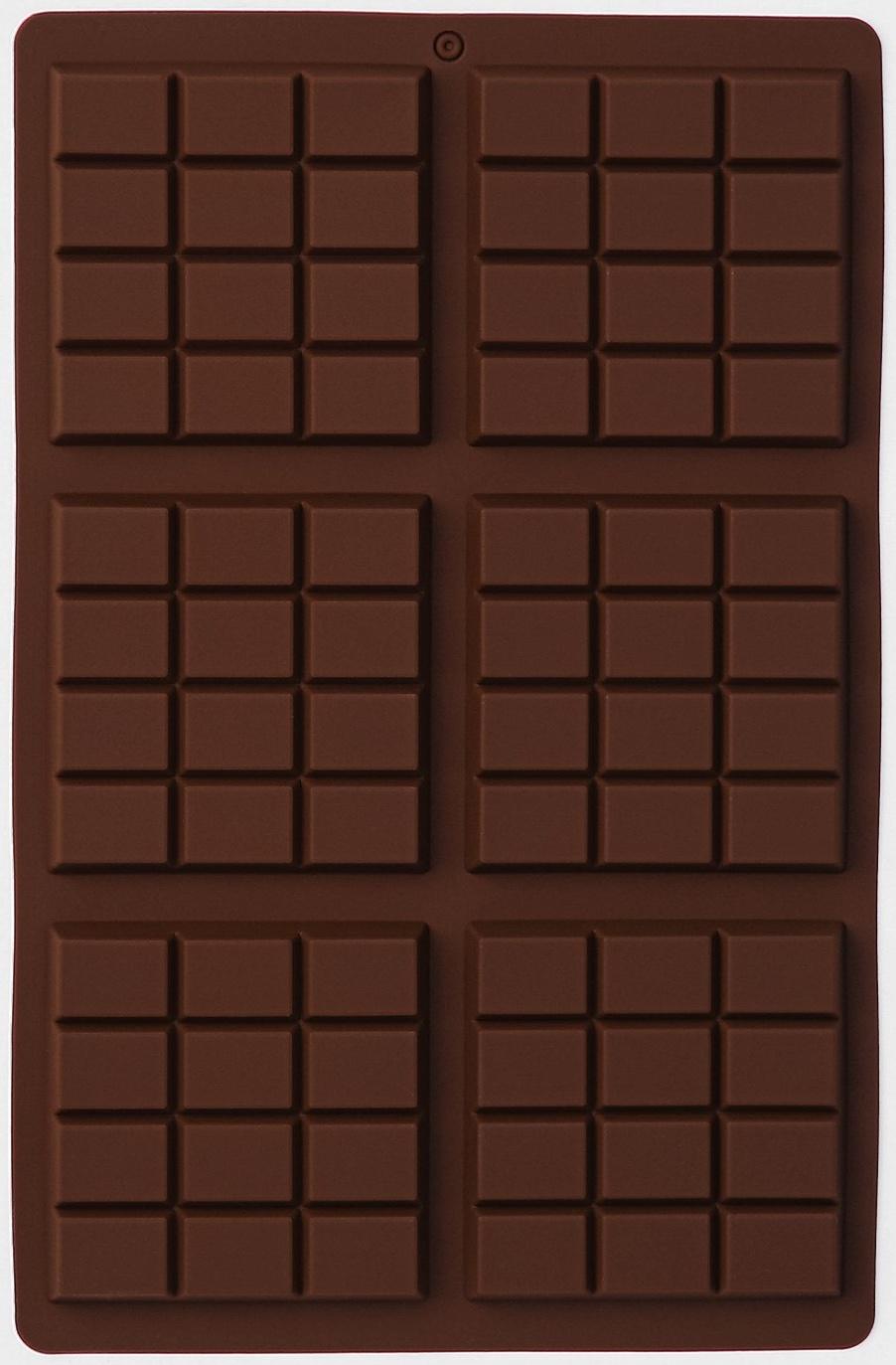 Форма силиконовая для шоколада Доляна «Плитка», 27,2×17,6×1 см, 6 ячеек (7,5×7,5см) , цвет коричневый