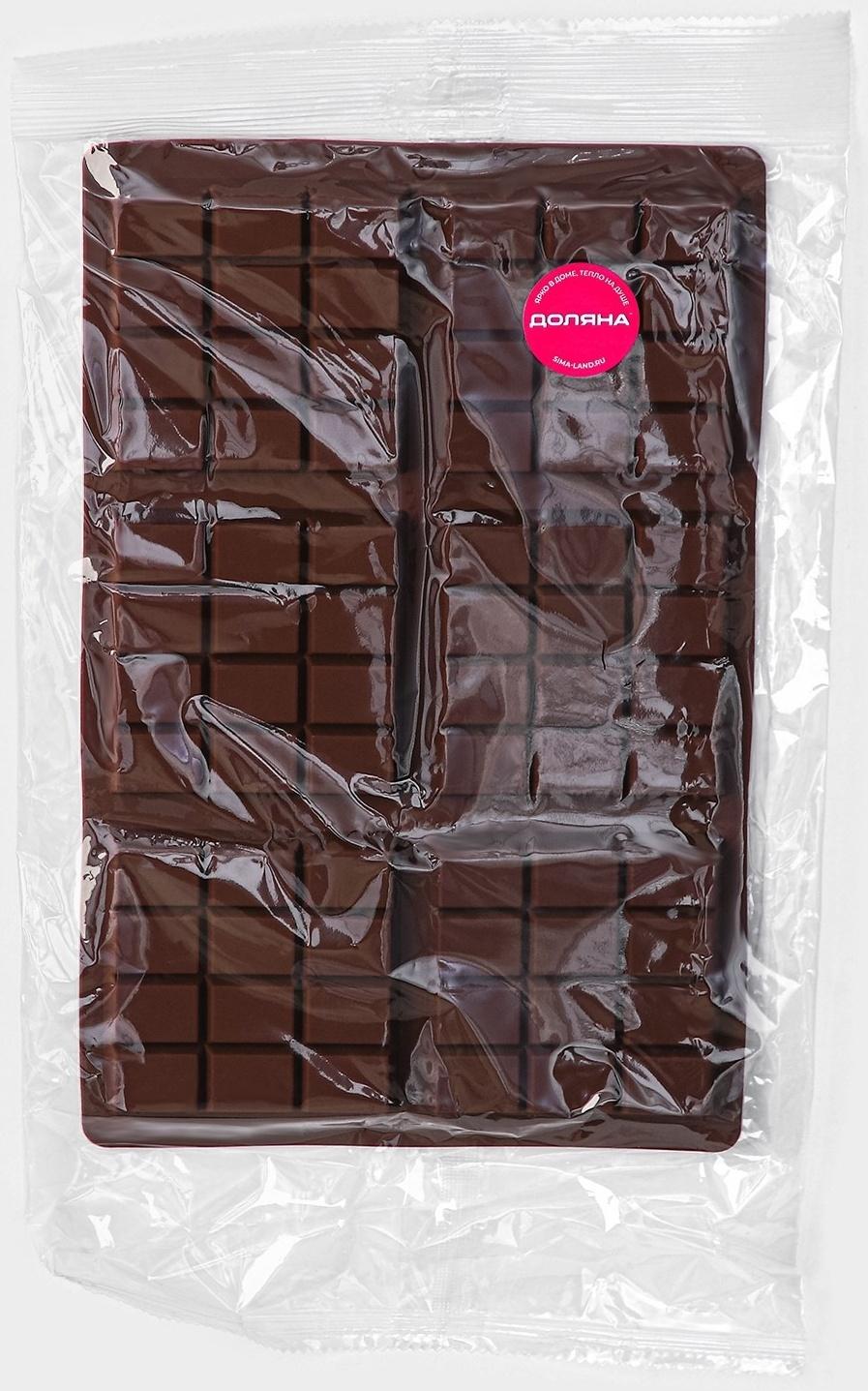 Форма силиконовая для шоколада Доляна «Плитка», 27,2×17,6×1 см, 6 ячеек (7,5×7,5см) , цвет коричневый