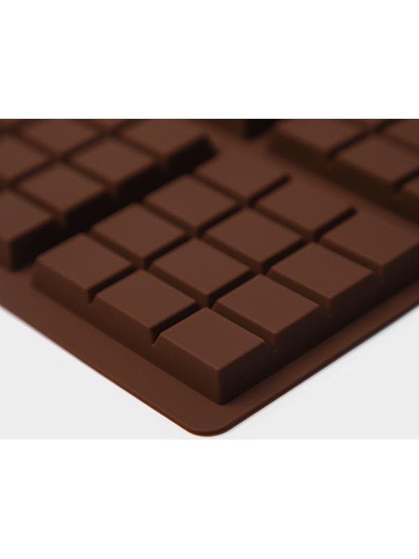 Форма силиконовая для шоколада Доляна «Плитка», 27,2×17,6×1 см, 6 ячеек (7,5×7,5см) , цвет коричневый